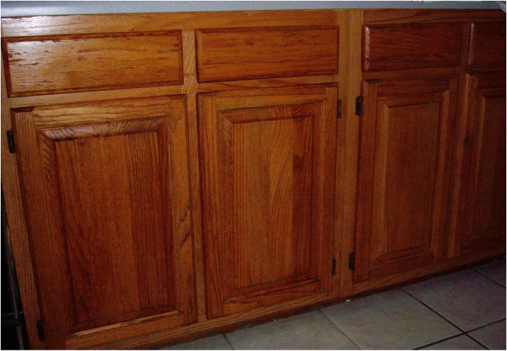 Touch up and refinish old cabinet doors