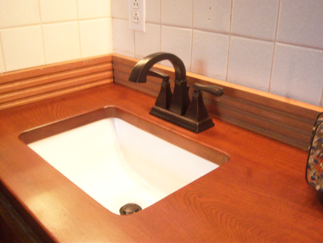 Picture of a Wooden Bathroom Vanity Counter