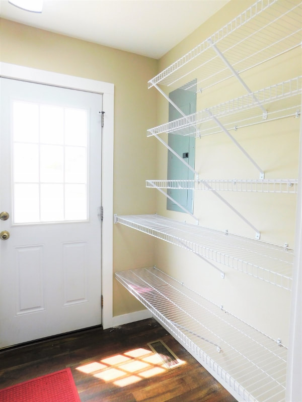 Wire shelving installed in a pantry