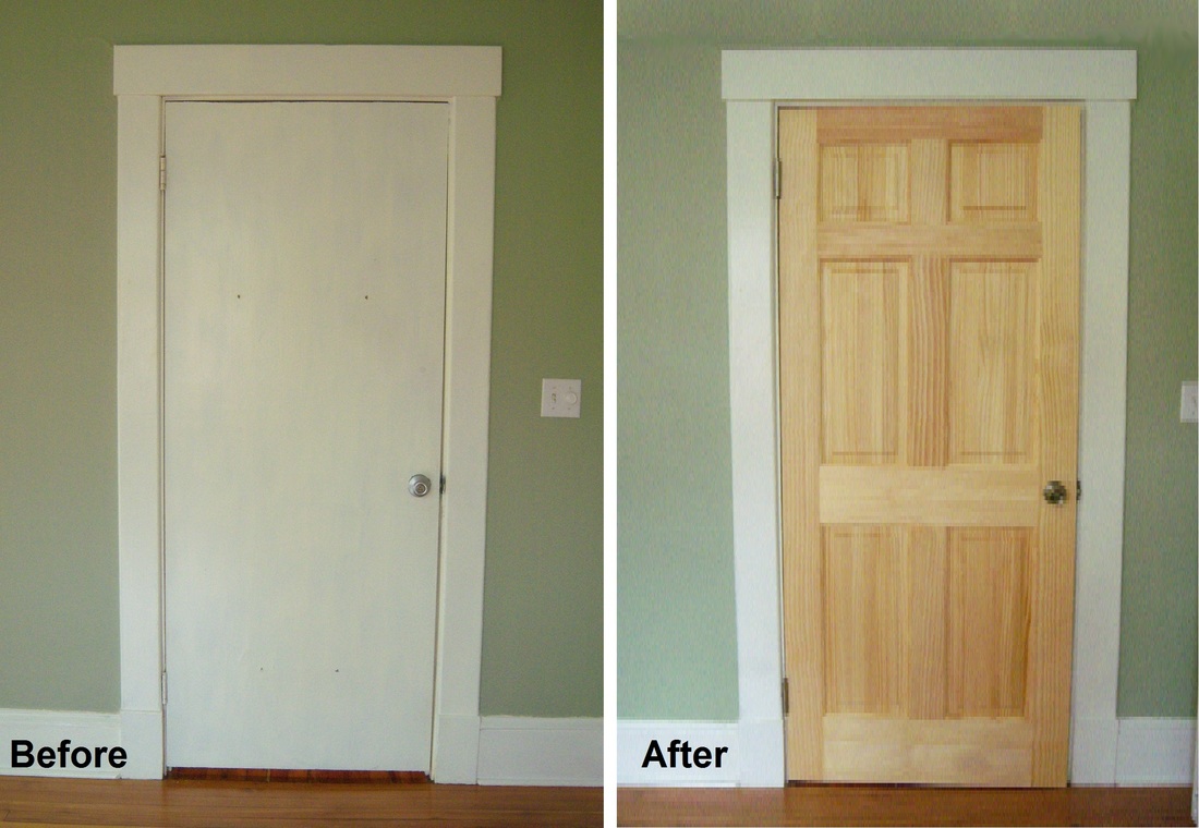 Replacing a closet door - before and after