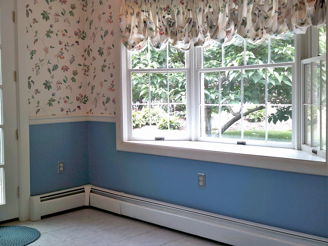 Picture showing how to paint over wallpaper