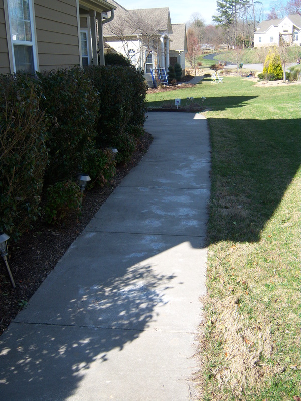 Concrete walkway pitted from salt erosion